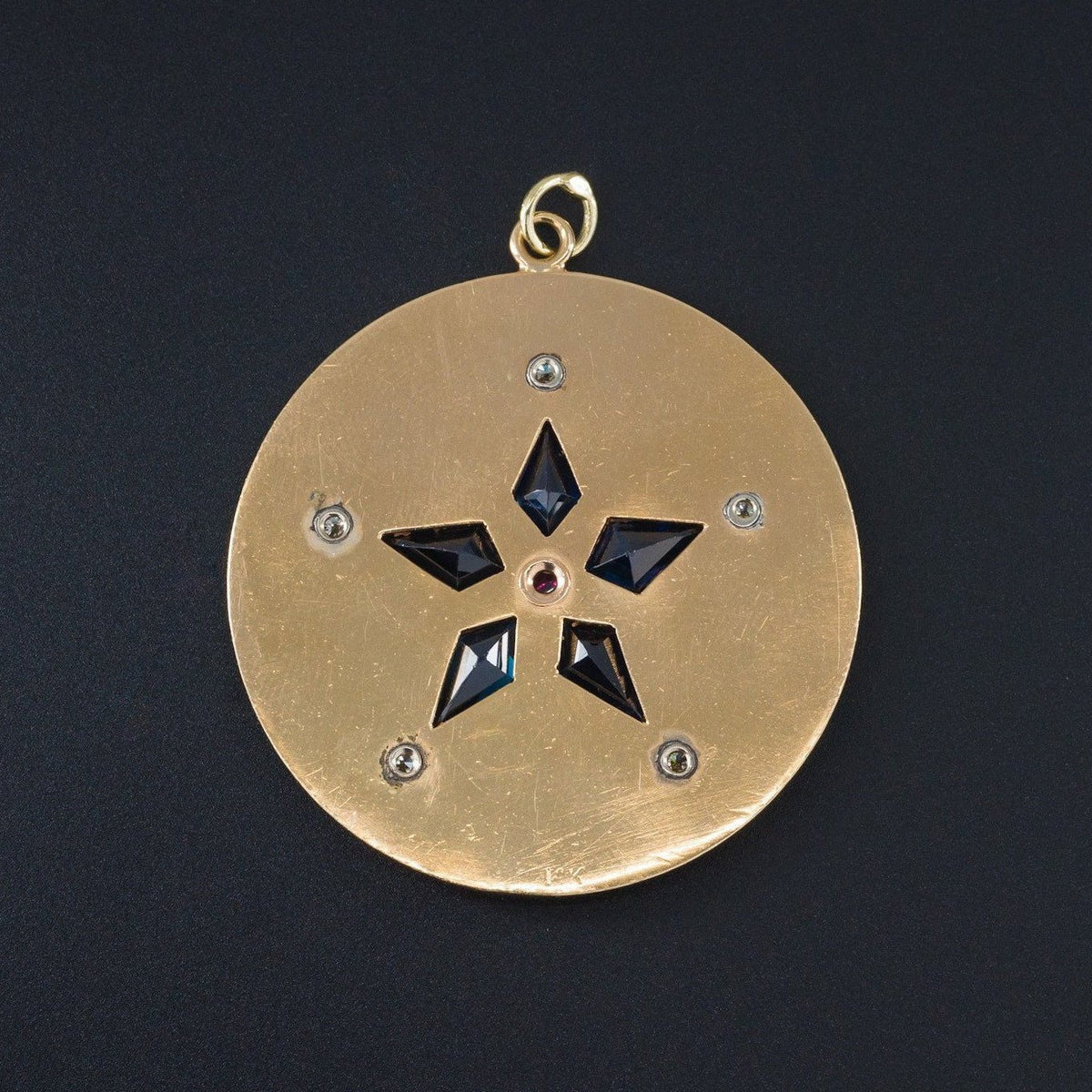 Vintage Star Pendant | 14k Gold Sapphire Ruby Diamond Star Pendant - Trademark Antiques