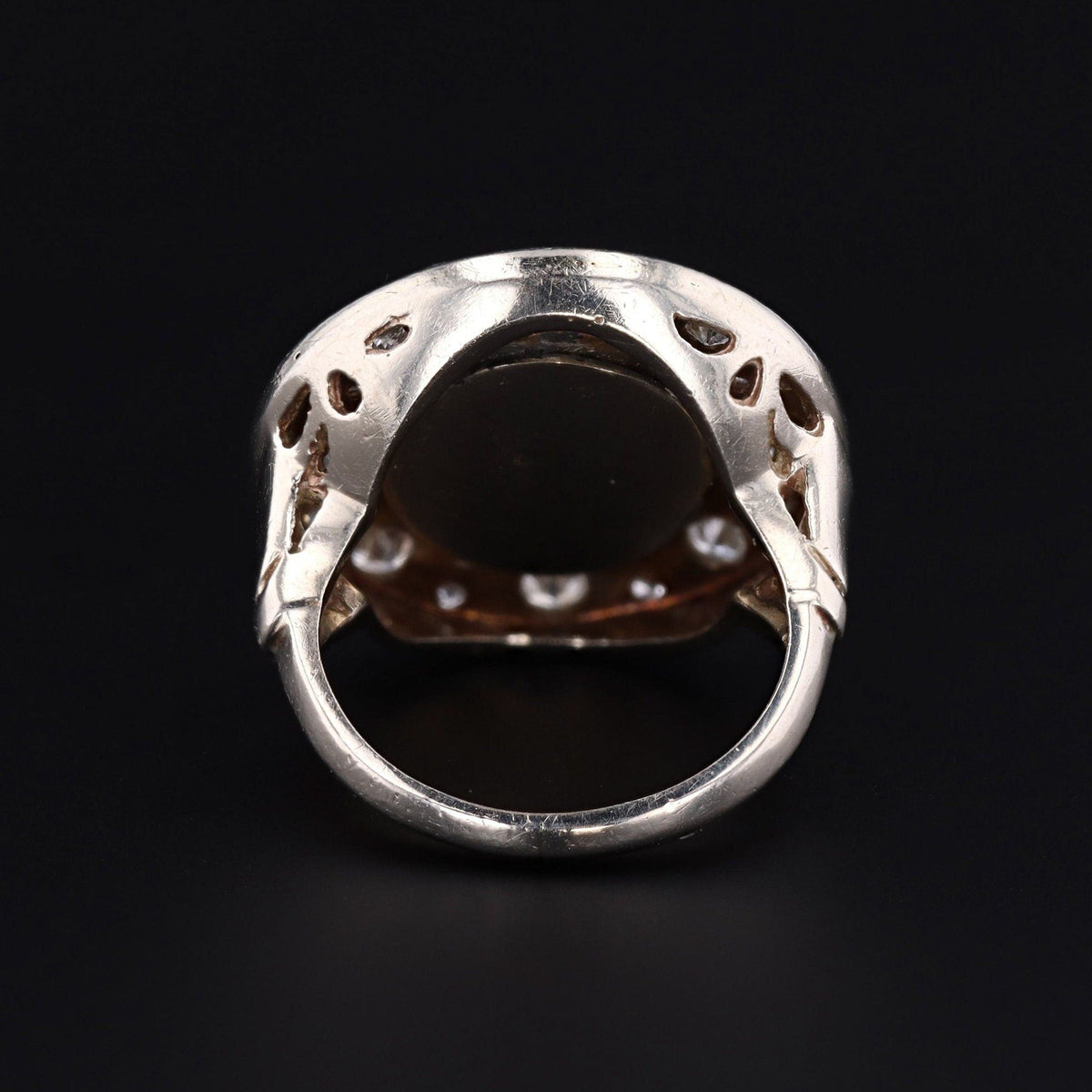 Vintage Star Sapphire and Diamond Halo Ring of 14k White Gold - Trademark Antiques