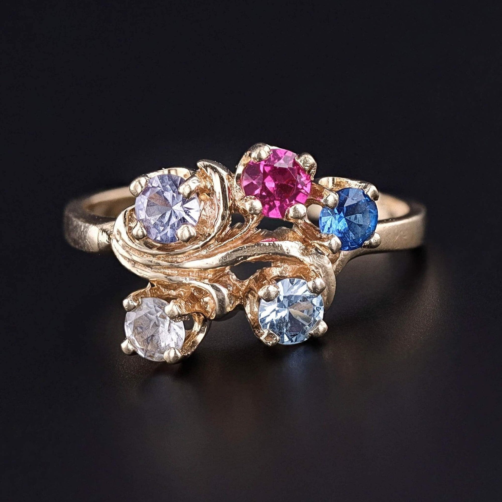 Vintage Synthetic Gemstone Ring of 14k Gold - Trademark Antiques