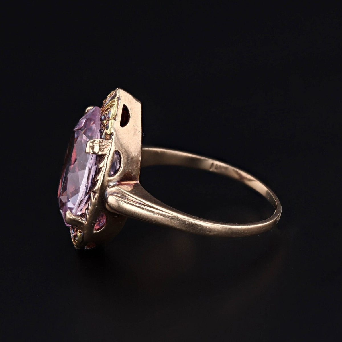 Vintage Synthetic Purple Spinel Ring of 10k Gold - Trademark Antiques