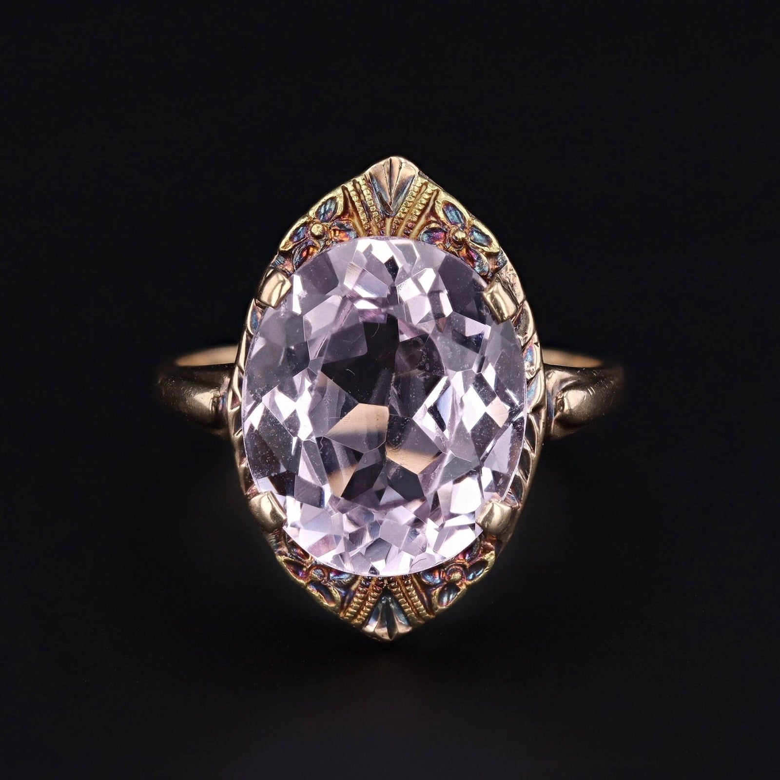 Vintage Synthetic Purple Spinel Ring of 10k Gold - Trademark Antiques