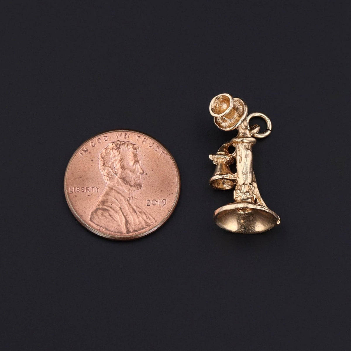 Vintage Telephone Charm of 14k Gold - Trademark Antiques