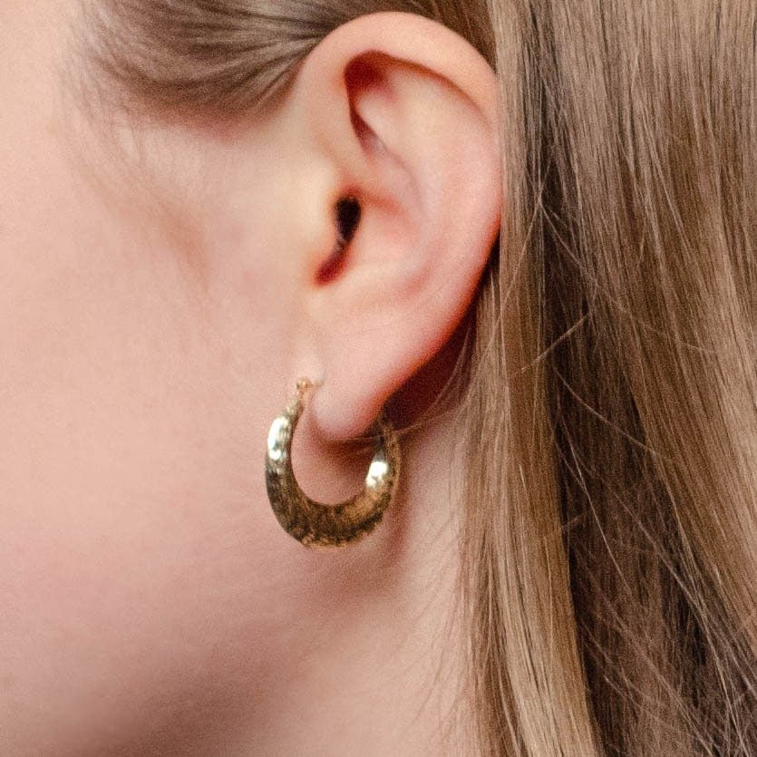 Vintage Textured Hoop Earrings of 14k Gold - Trademark Antiques