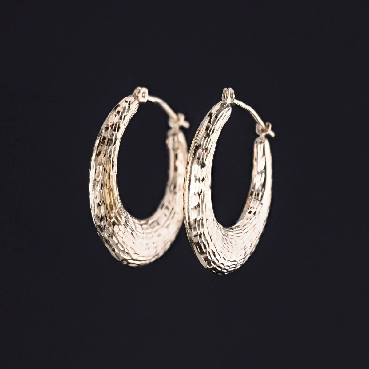Vintage Textured Hoop Earrings of 14k Gold - Trademark Antiques