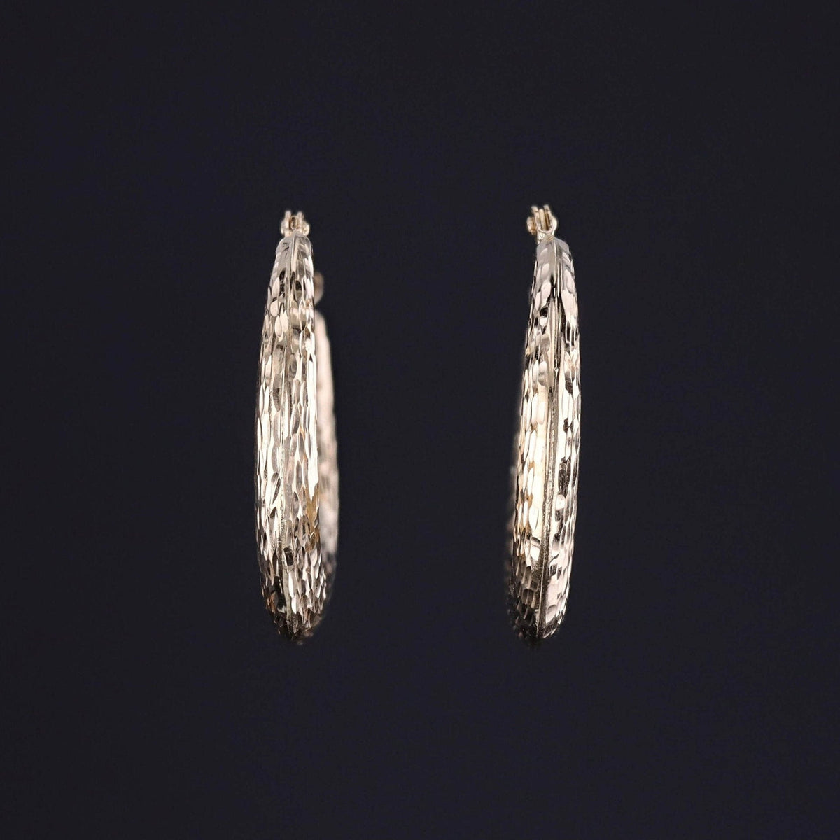 Vintage Textured Hoop Earrings of 14k Gold - Trademark Antiques