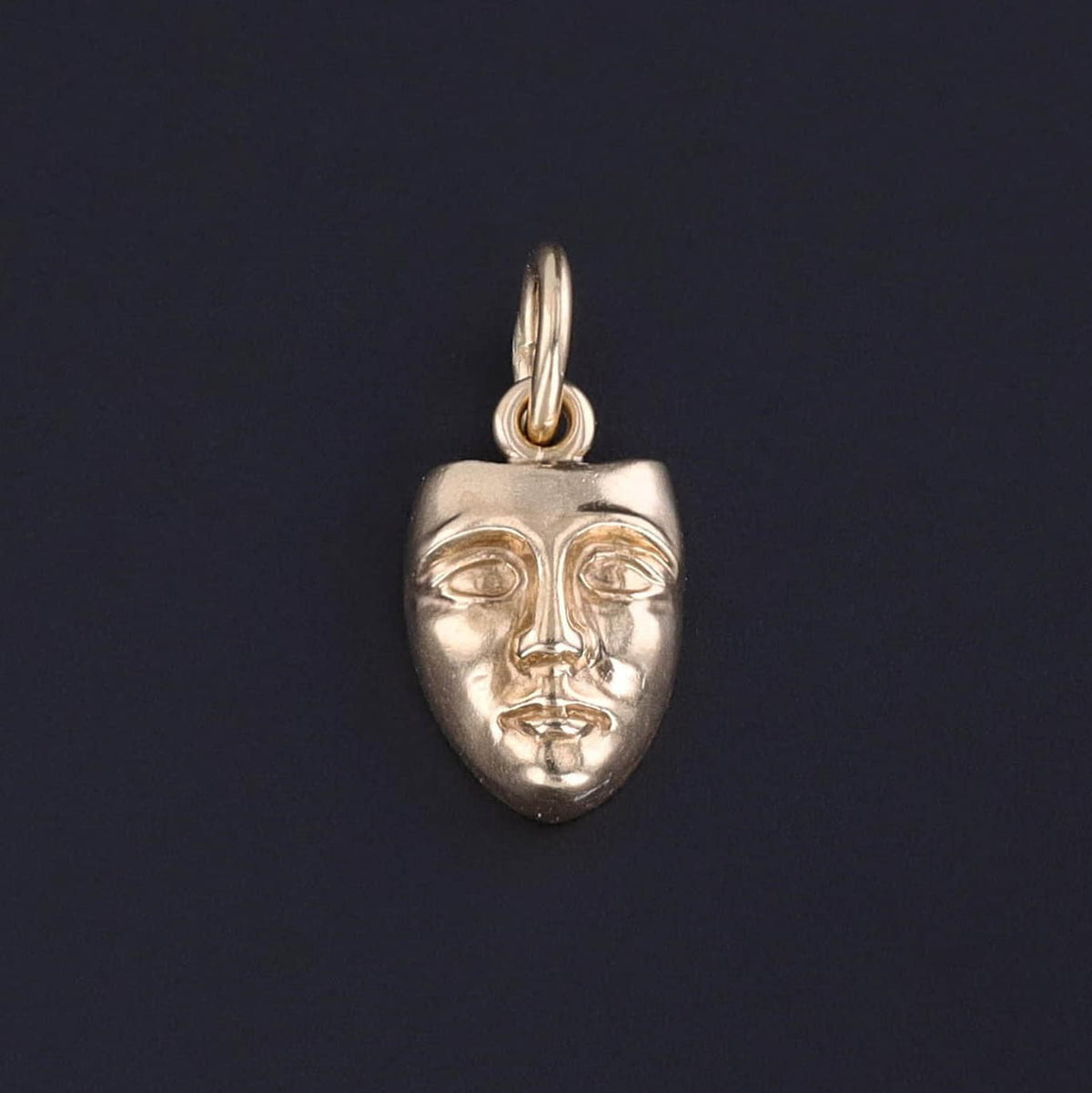 Vintage Theater Mask Charm of 14k Gold - Trademark Antiques