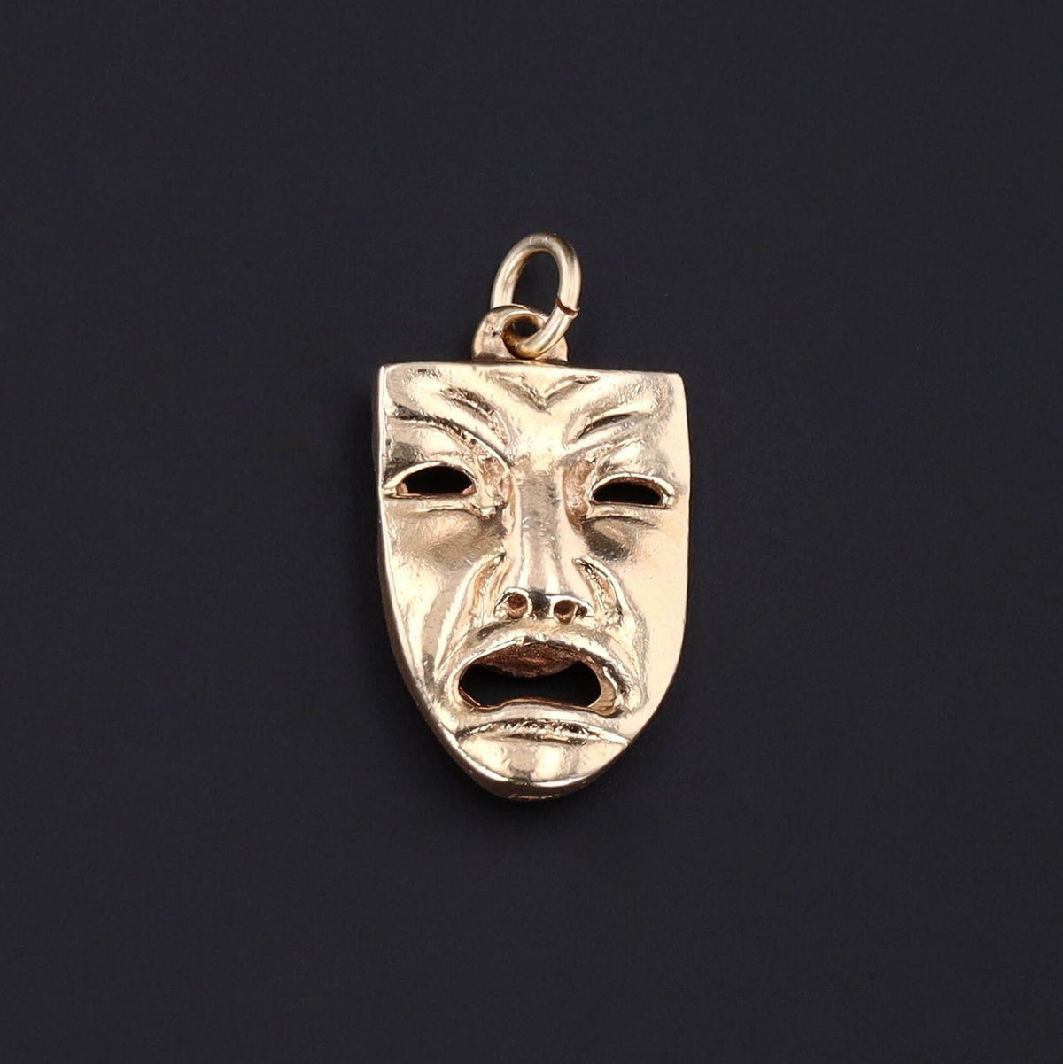 Vintage Theatre Mask Pendant of 14k Gold - Trademark Antiques