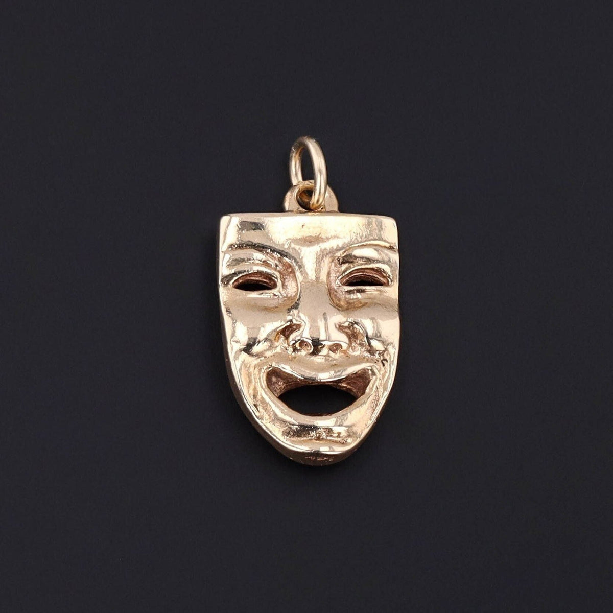 Vintage Theatre Mask Pendant of 14k Gold - Trademark Antiques