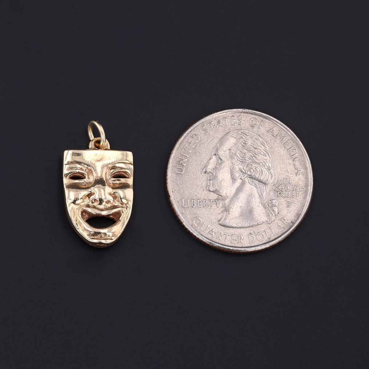 Vintage Theatre Mask Pendant of 14k Gold - Trademark Antiques