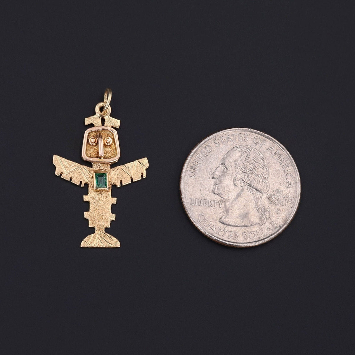Vintage Totem Pole Pendant of 18k Gold - Trademark Antiques