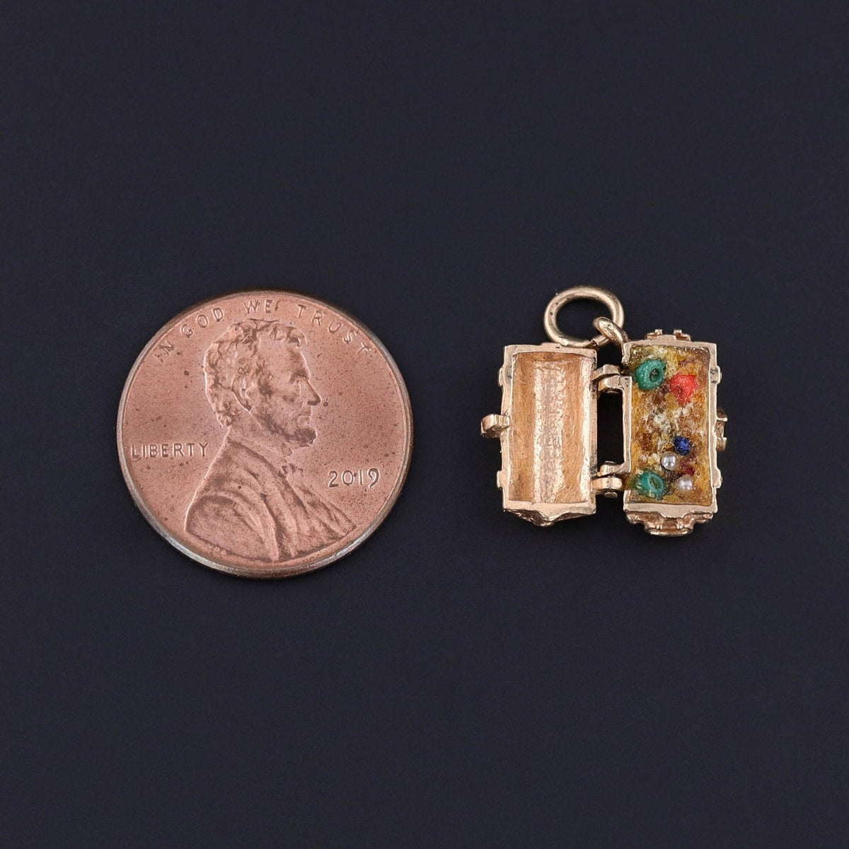 Vintage Treasure Chest Charm of 14k Gold - Trademark Antiques