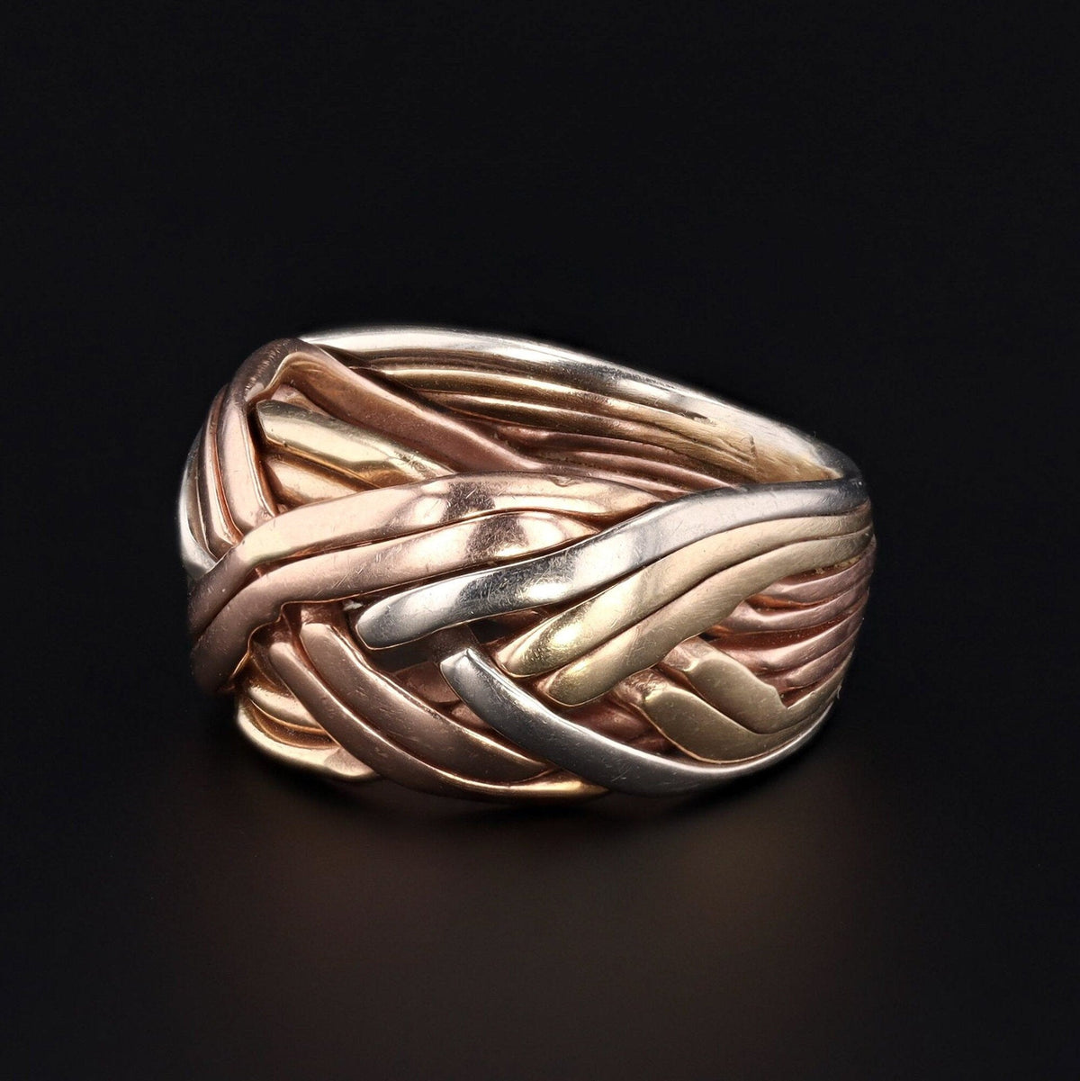 Vintage Tri - Color Braided Band in 14k Gold - Trademark Antiques
