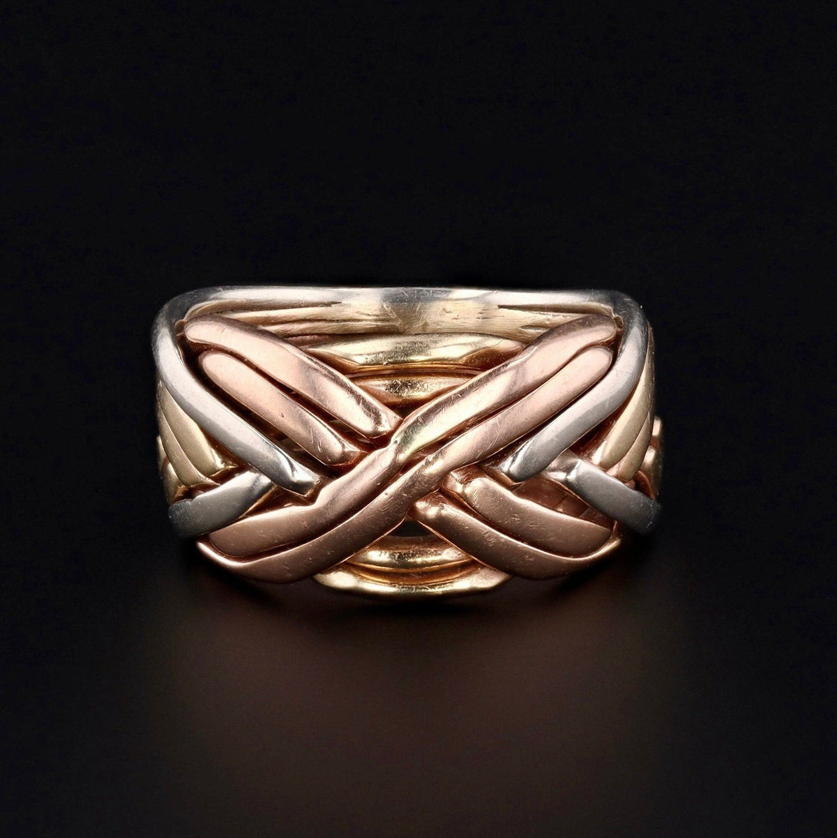 Vintage Tri - Color Braided Band in 14k Gold - Trademark Antiques