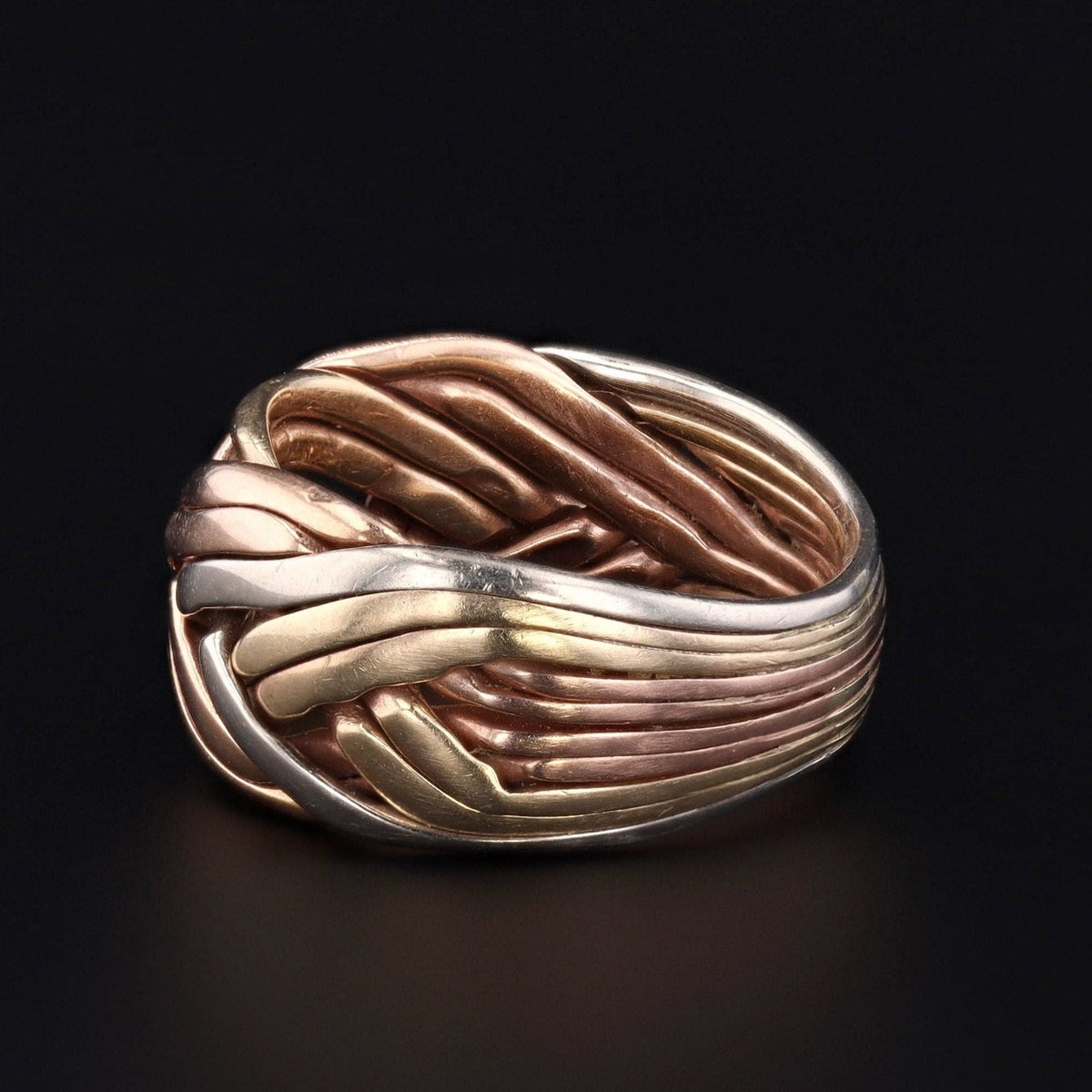 Vintage Tri - Color Braided Band in 14k Gold - Trademark Antiques