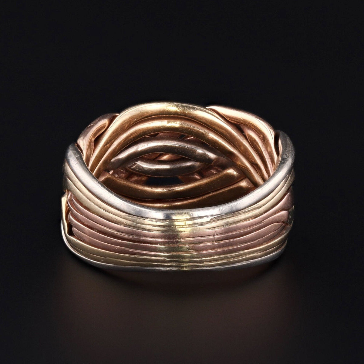 Vintage Tri - Color Braided Band in 14k Gold - Trademark Antiques
