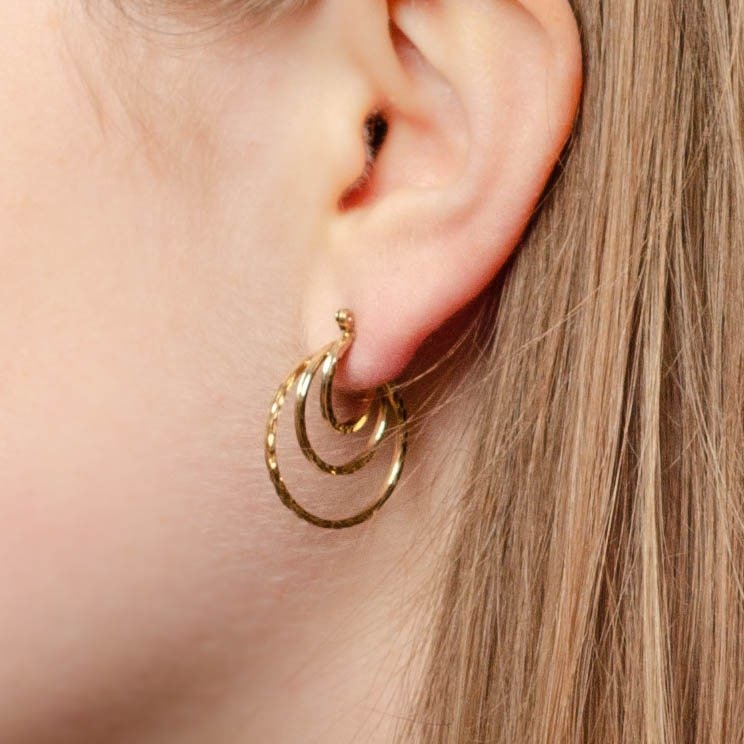 Vintage Triple Hoop Earrings of 10k Gold - Trademark Antiques