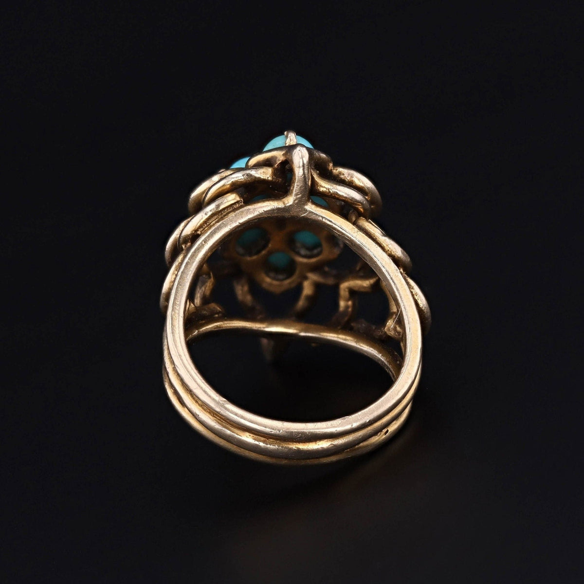 Vintage Turquoise and Diamond Ring of 14k Gold - Trademark Antiques