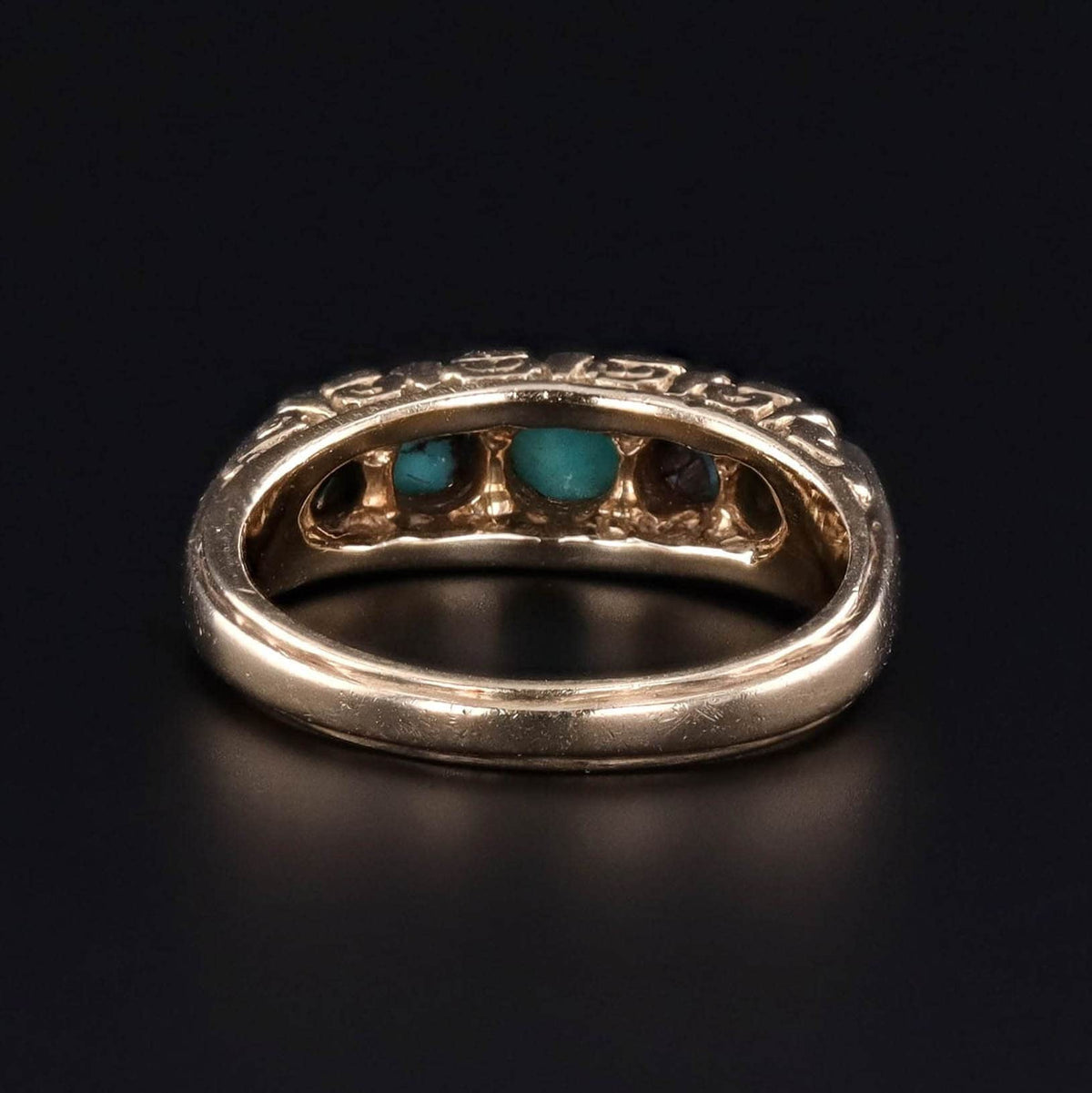 Vintage Turquoise and Diamond Ring of 14k Gold - Trademark Antiques