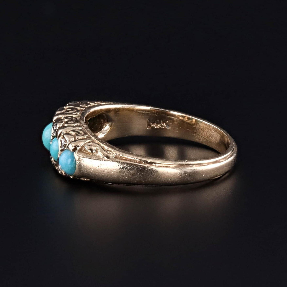 Vintage Turquoise and Diamond Ring of 14k Gold - Trademark Antiques