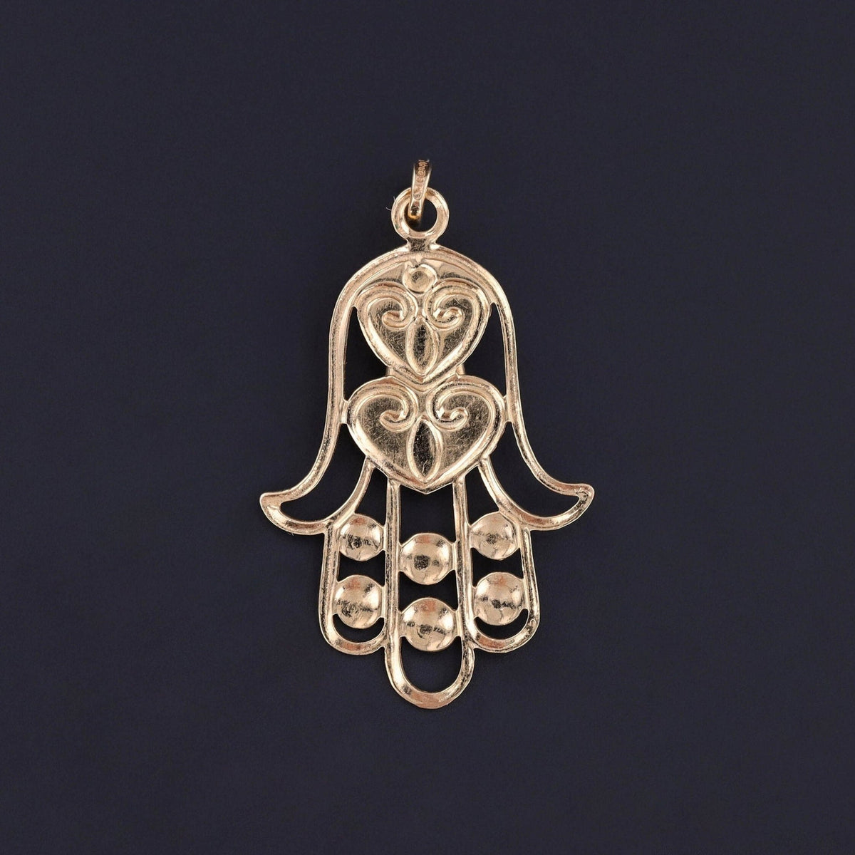 Vintage Turquoise Hamsa Pendant of 18k Gold - Trademark Antiques