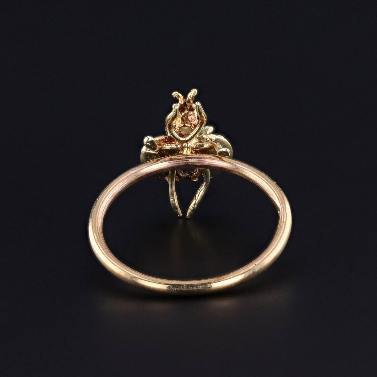 Vintage Turquoise Insect Conversion Ring of 10k Gold - Trademark Antiques