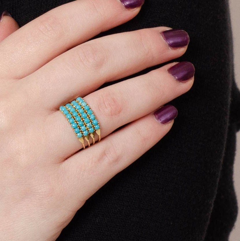 Vintage Turquoise Ring | Harem Ring - Trademark Antiques