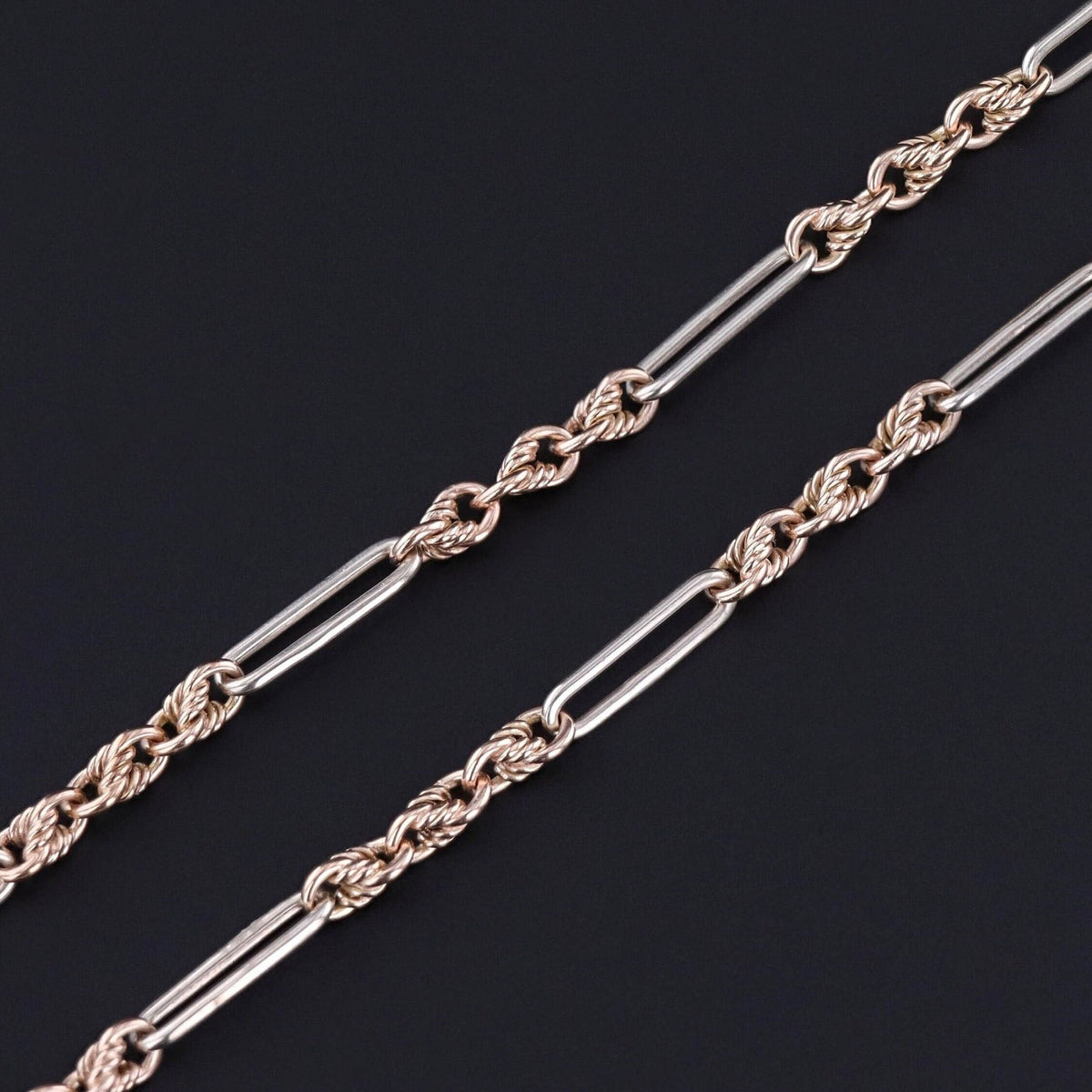 Vintage Watch Chain of 10k White &amp; Rose Gold - Trademark Antiques