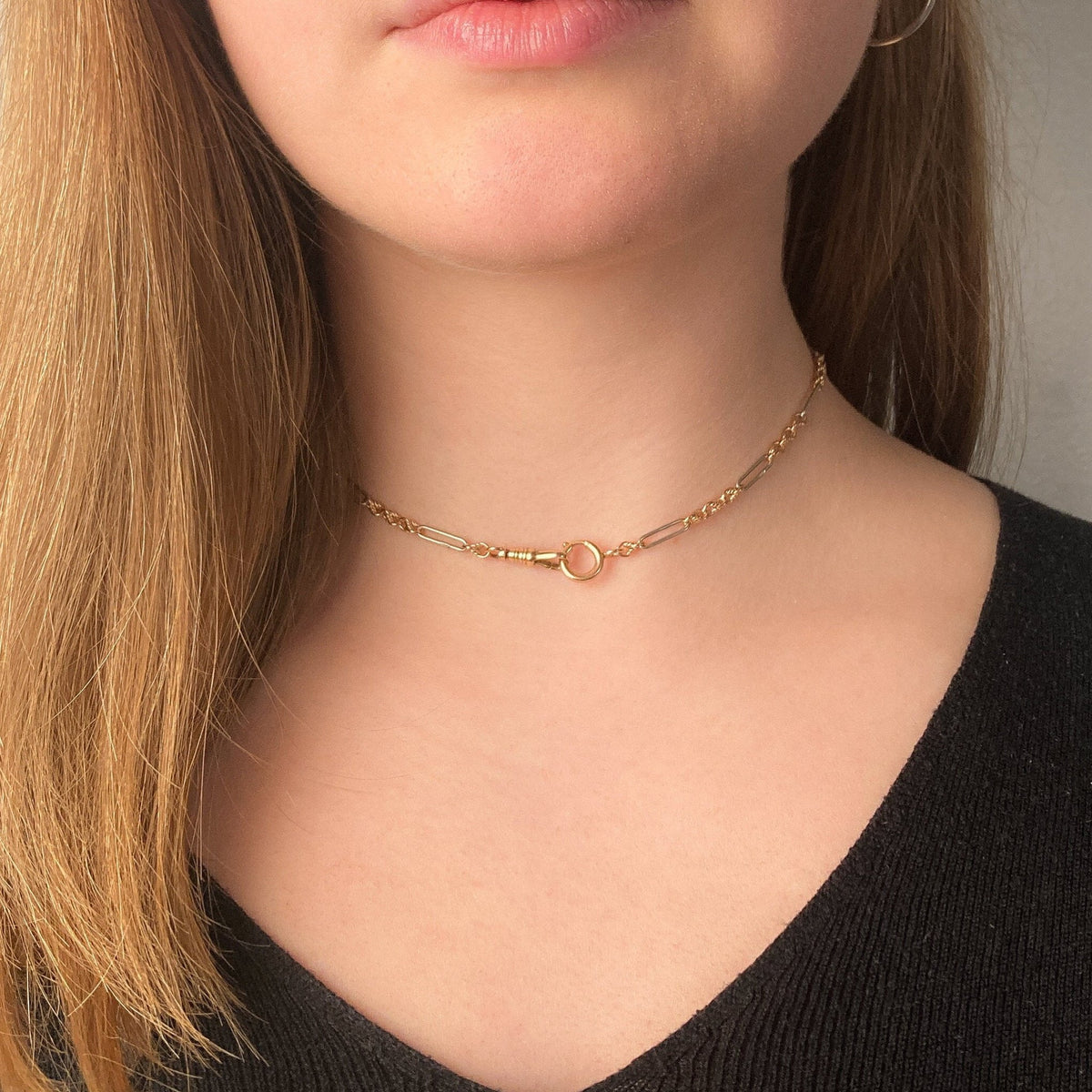 Vintage Watch Chain of 10k White &amp; Rose Gold - Trademark Antiques