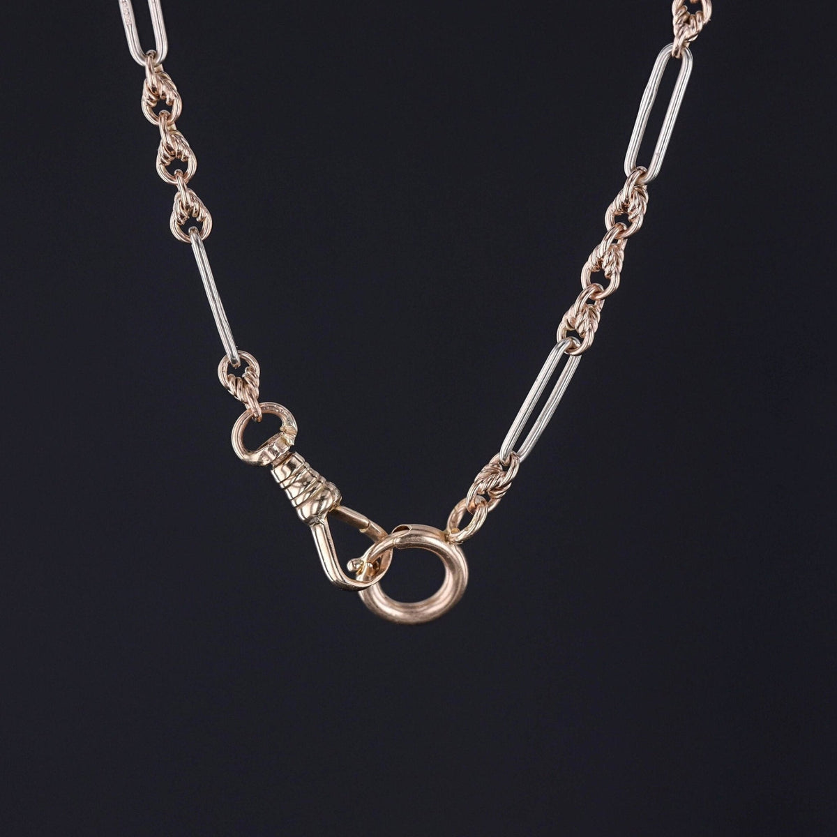 Vintage Watch Chain of 10k White &amp; Rose Gold - Trademark Antiques