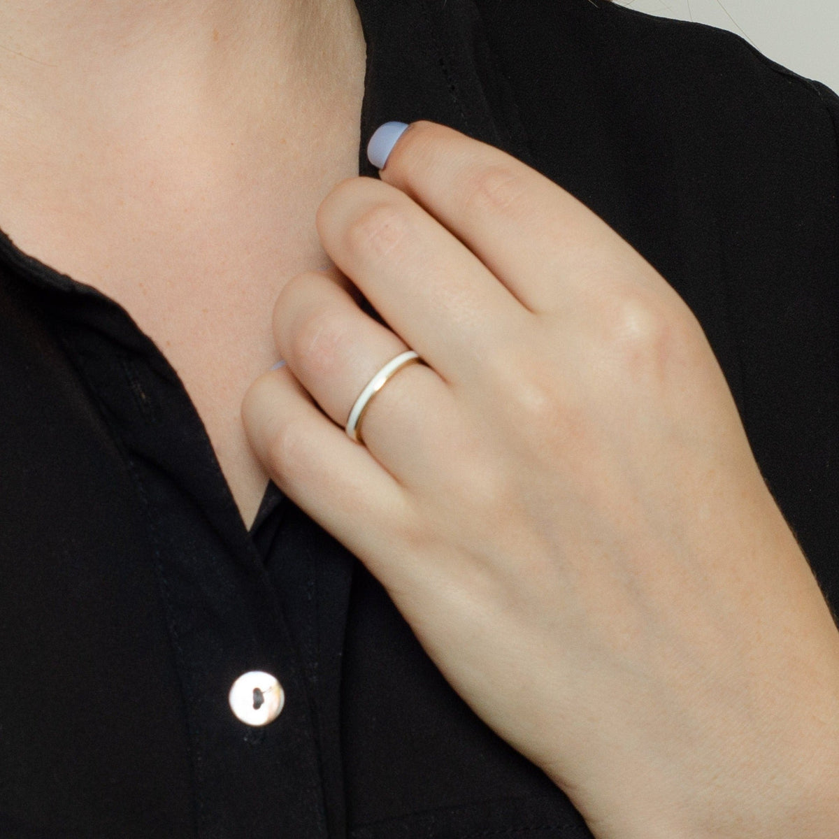 Vintage White Enamel Stacking Band of 14k Gold - Trademark Antiques