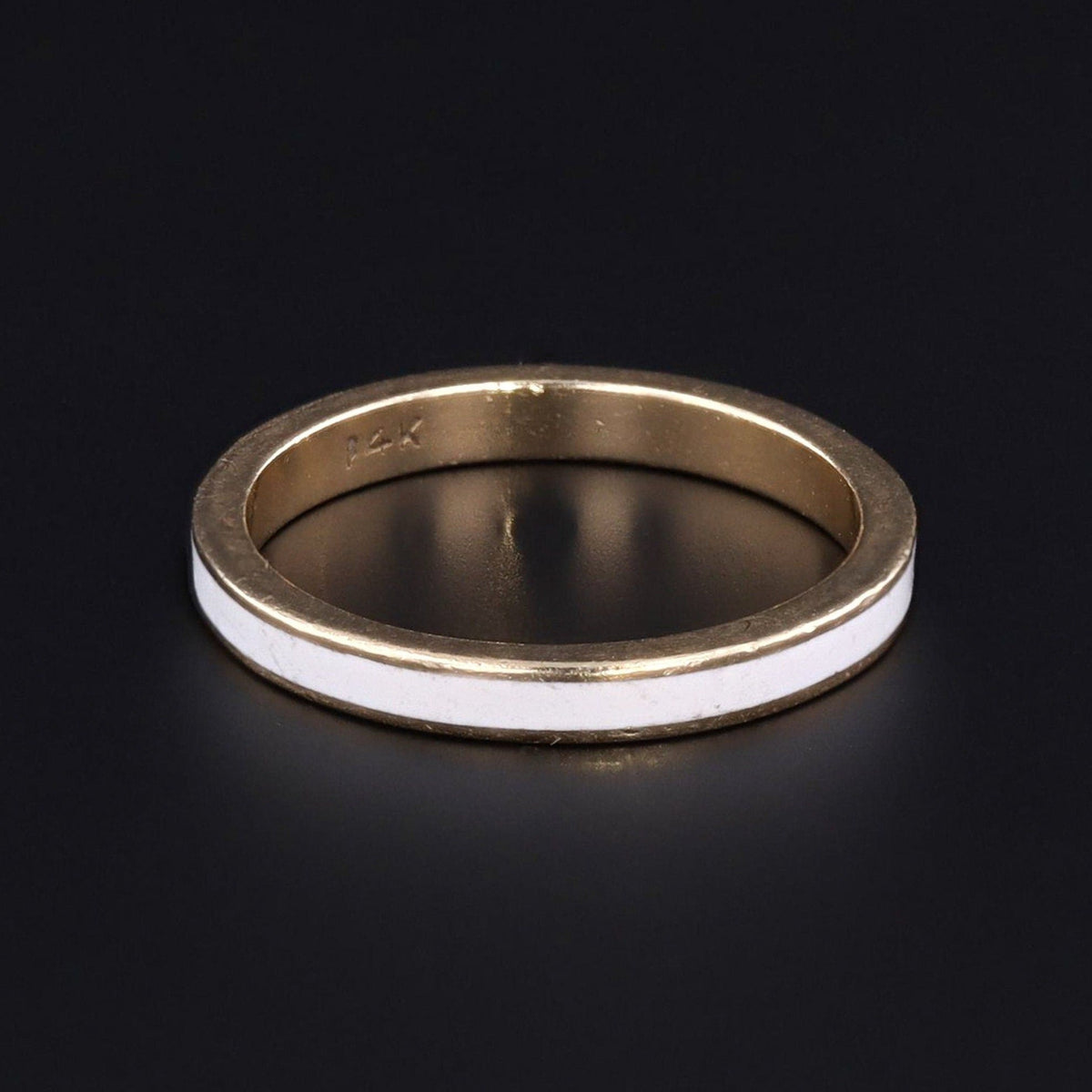 Vintage White Enamel Stacking Band of 14k Gold - Trademark Antiques