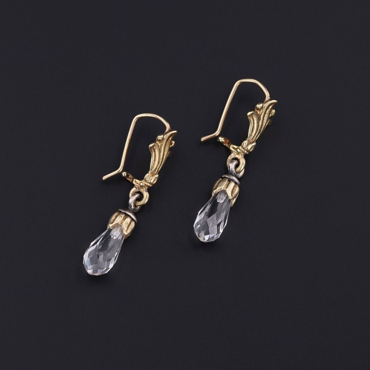 Vintage White Topaz Earrings in 18k Gold - Trademark Antiques
