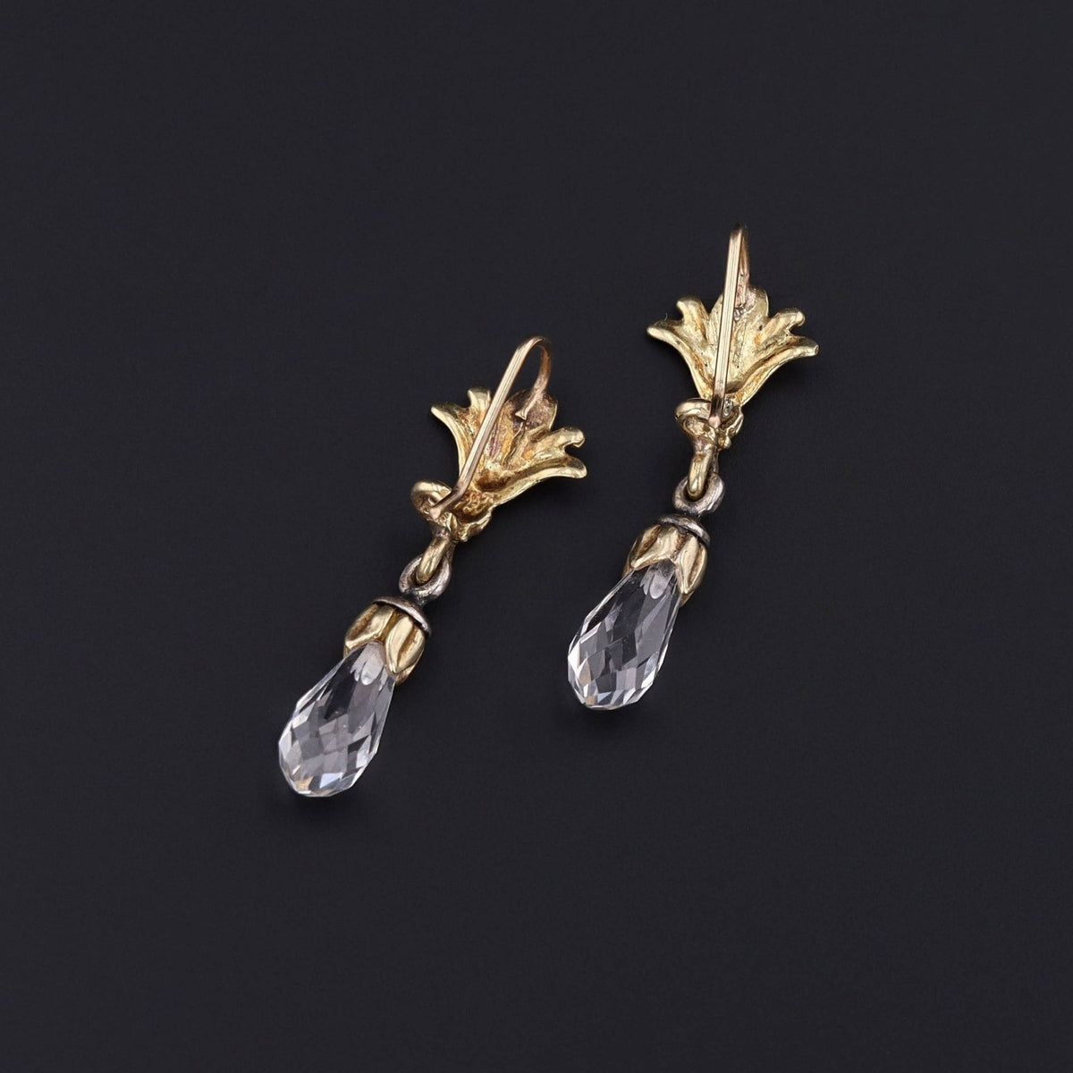 Vintage White Topaz Earrings in 18k Gold - Trademark Antiques