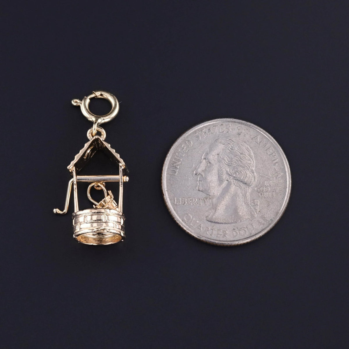 Vintage Wishing Well Charm of 14k Gold - Trademark Antiques