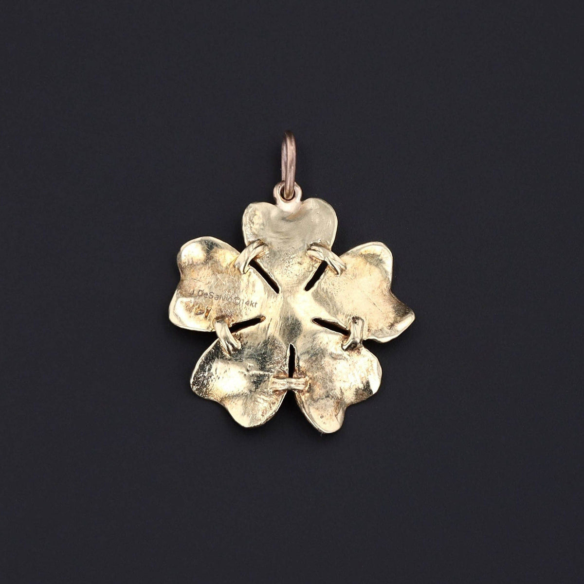 Vintage Yellow Enamel and Diamond Flower Charm - Trademark Antiques