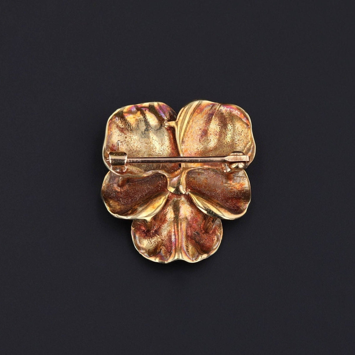 Vintage Yellow Enamel Pansy Brooch of 14k Gold - Trademark Antiques