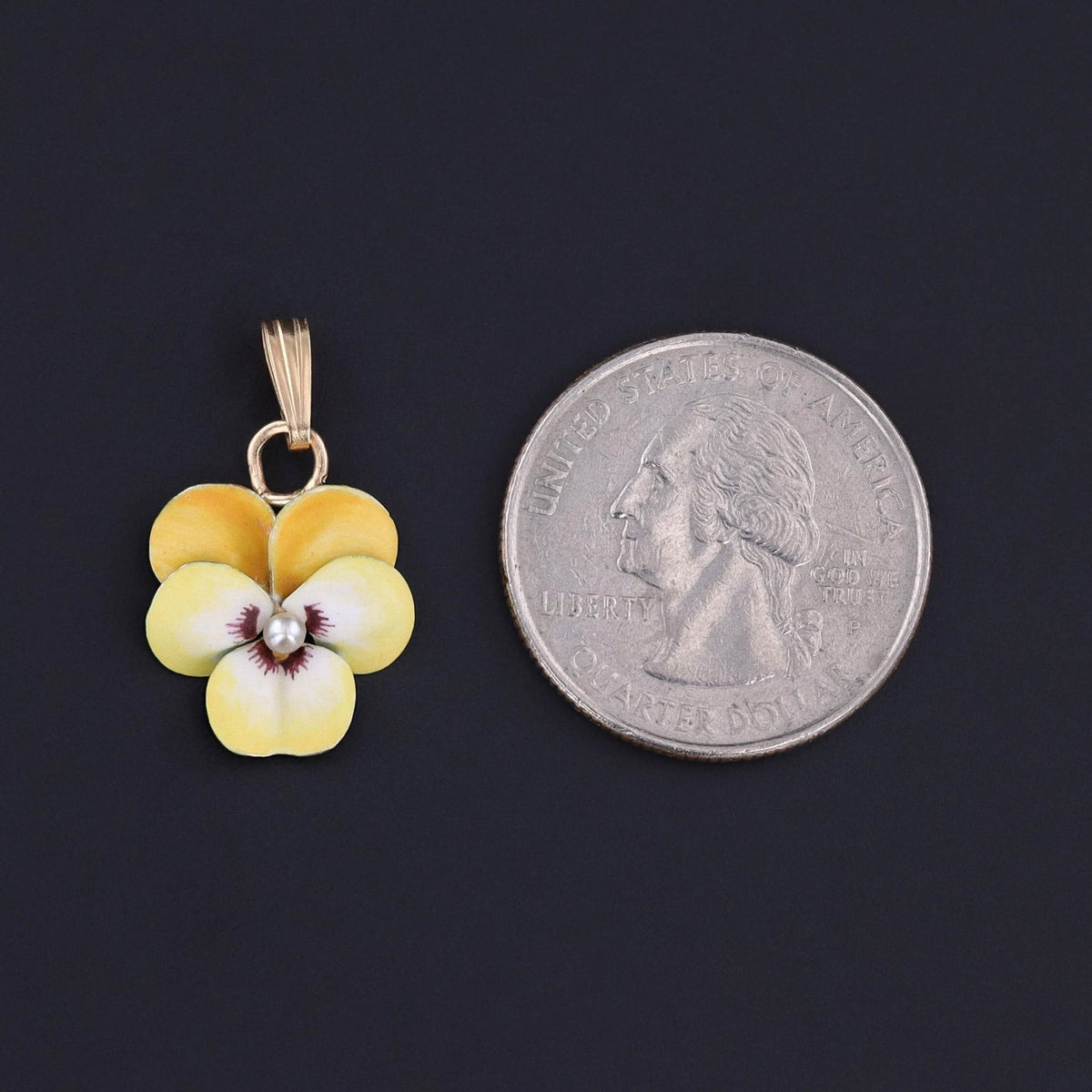 Vintage Yellow Pansy Pendant of 14k Gold - Trademark Antiques