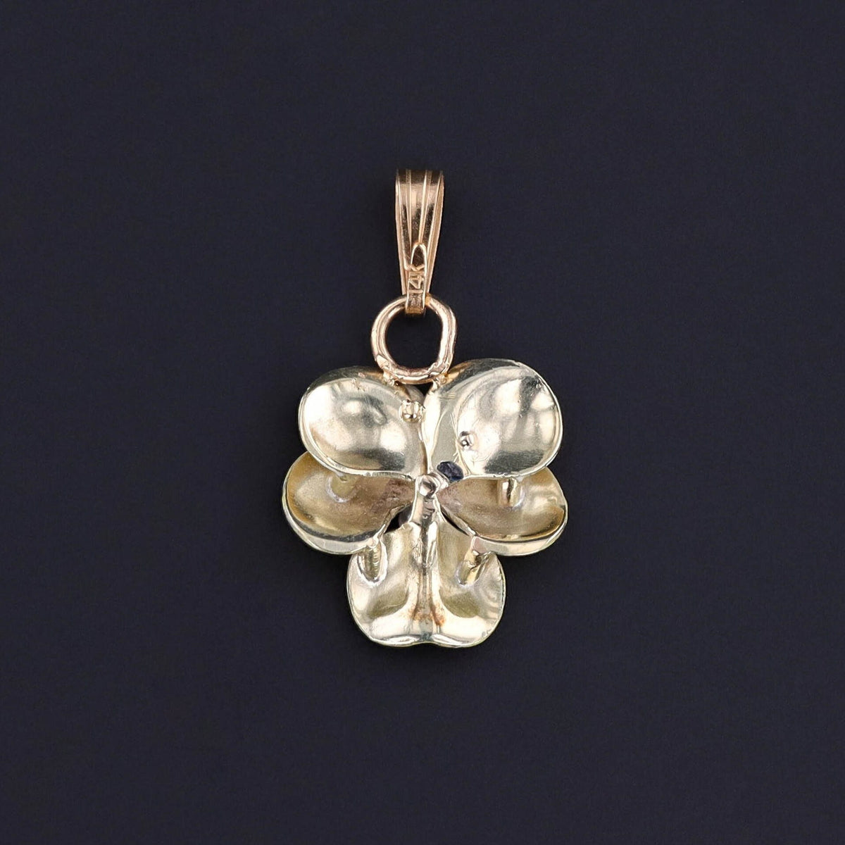 Vintage Yellow Pansy Pendant of 14k Gold - Trademark Antiques