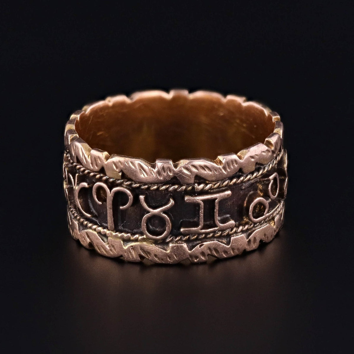 Vintage Zodiac Ring of 18k Rose Gold - Trademark Antiques