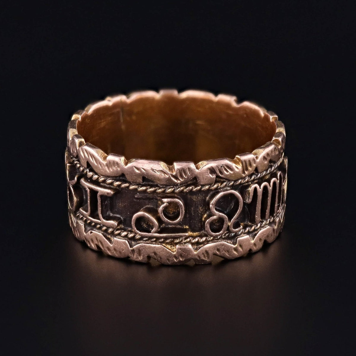 Vintage Zodiac Ring of 18k Rose Gold - Trademark Antiques