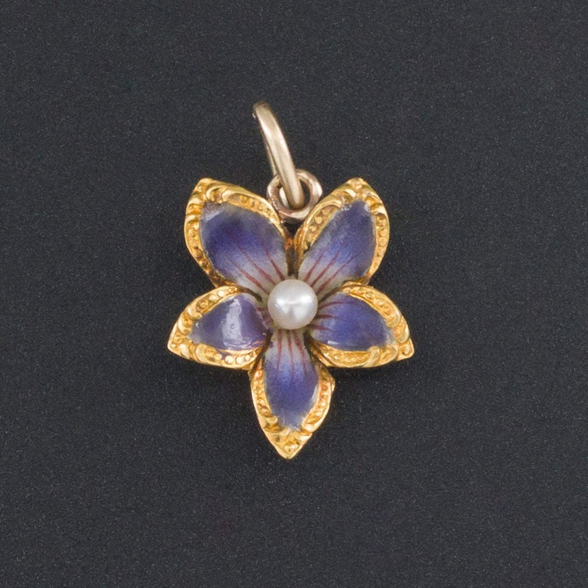 Violet Charm | Antique Enamel Violet with Pearl - Trademark Antiques