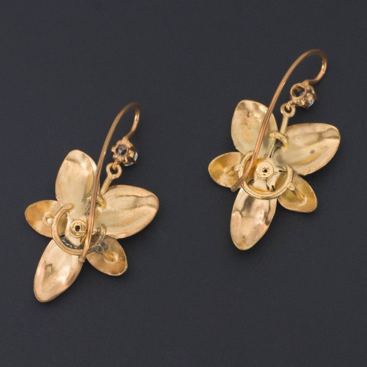 Violet Earrings | 14k Enamel Flower Earrings - Trademark Antiques