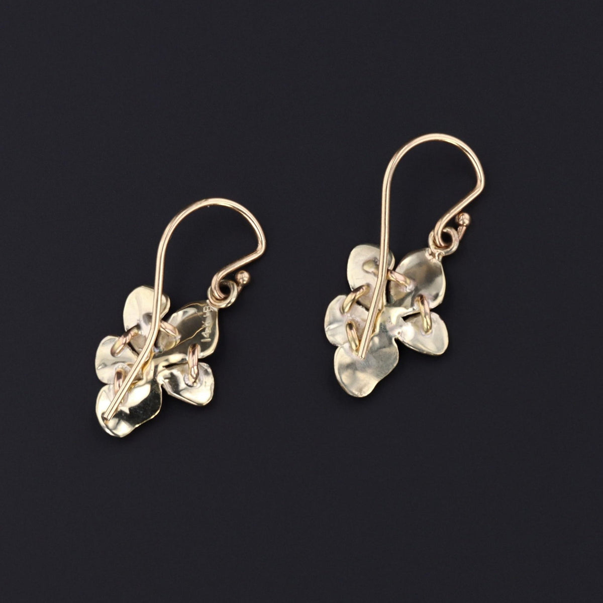 Violet Earrings | 14k Enamel Flower Earrings - Trademark Antiques