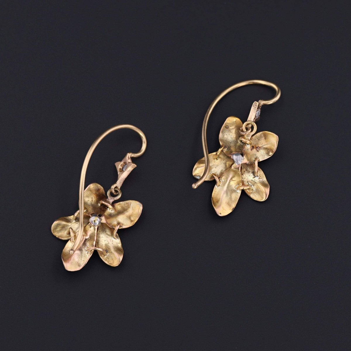 Violet Earrings | 14k Enamel Flower Earrings - Trademark Antiques