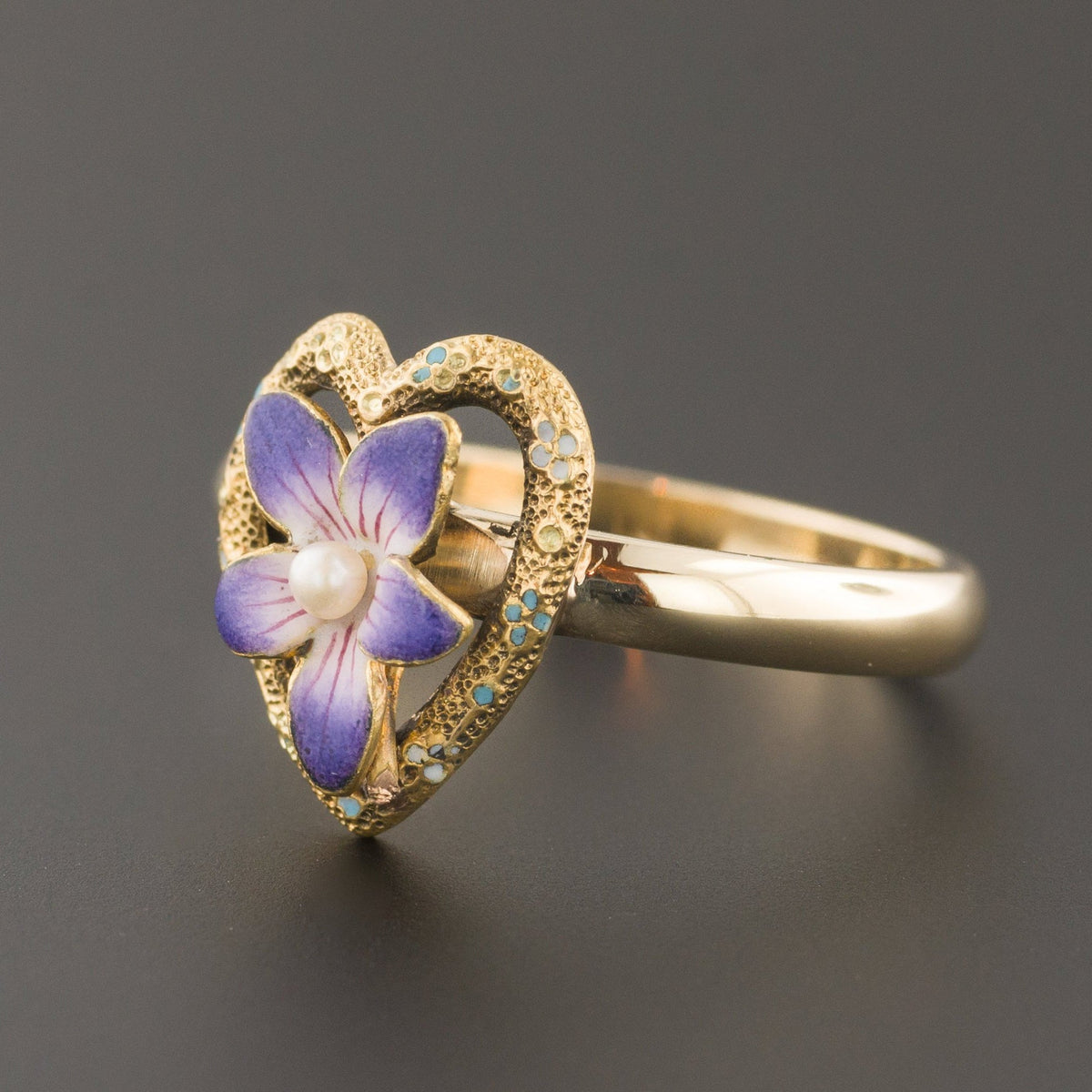 Violet Heart Ring | Pin Conversion Ring - Trademark Antiques