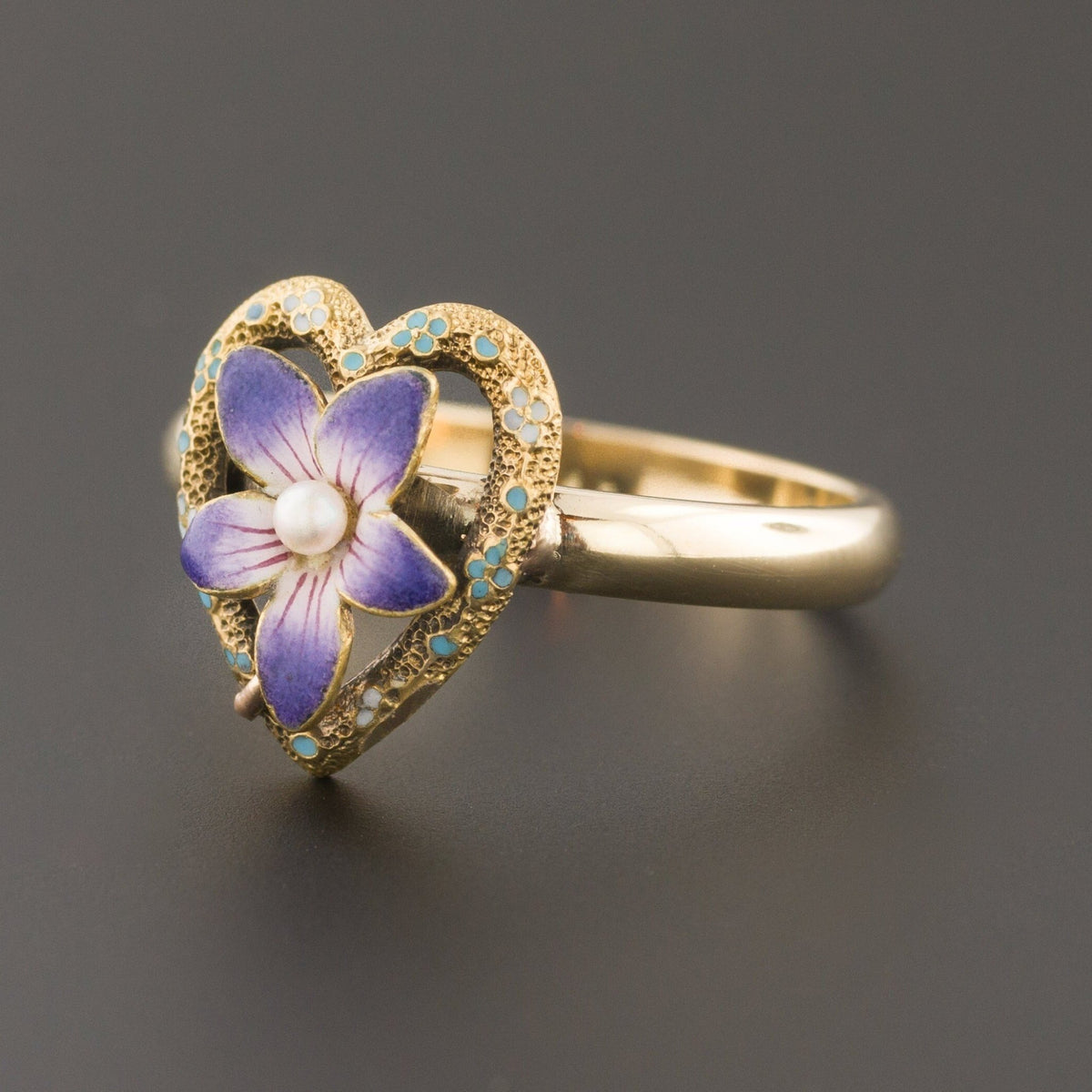 Violet Heart Ring | Pin Conversion Ring - Trademark Antiques