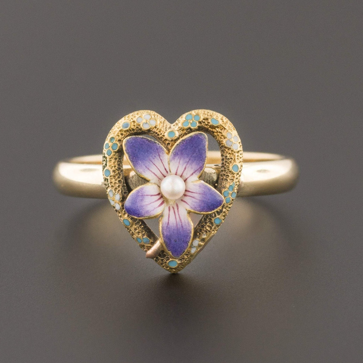 Violet Heart Ring | Pin Conversion Ring - Trademark Antiques