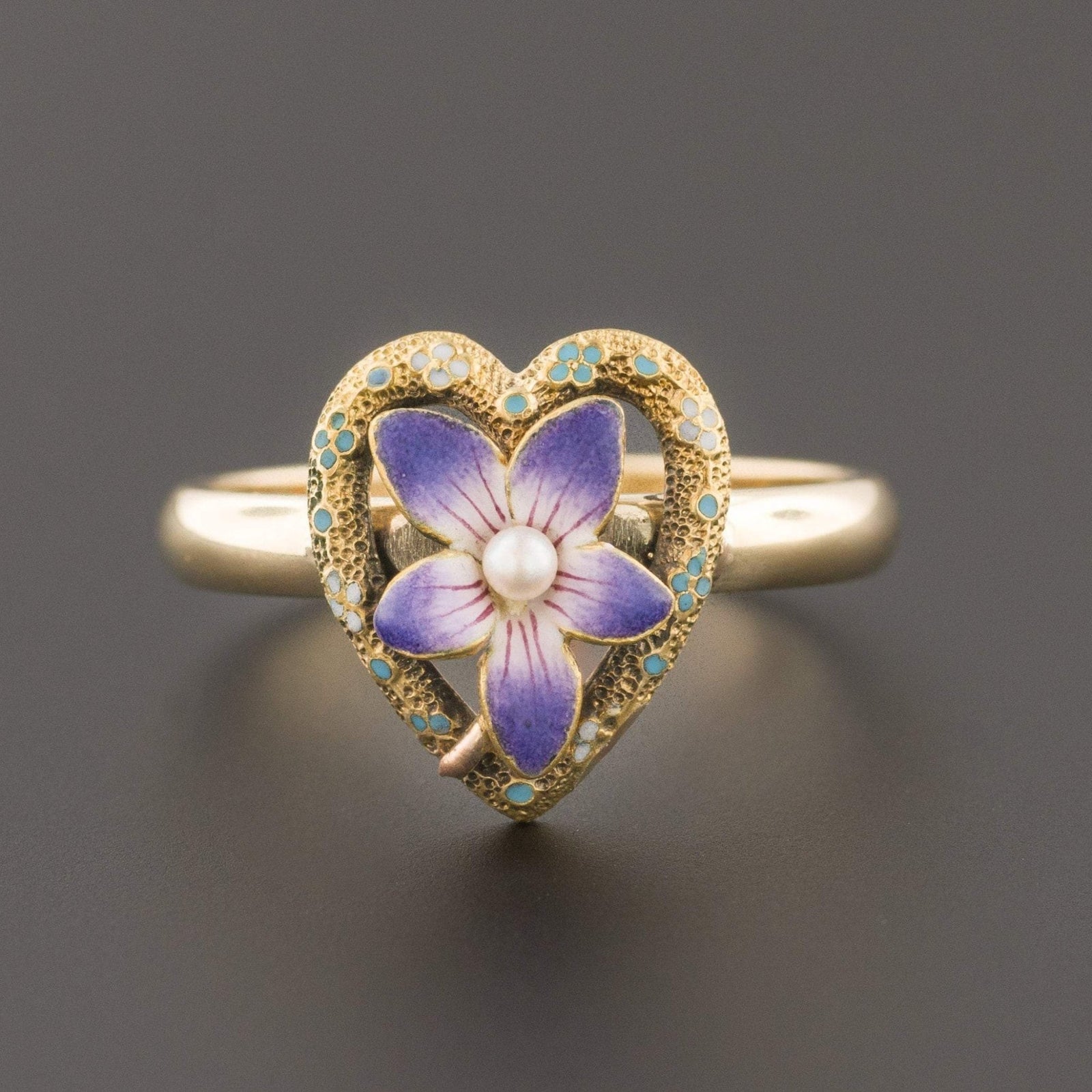Violet Heart Ring | Pin Conversion Ring - Trademark Antiques