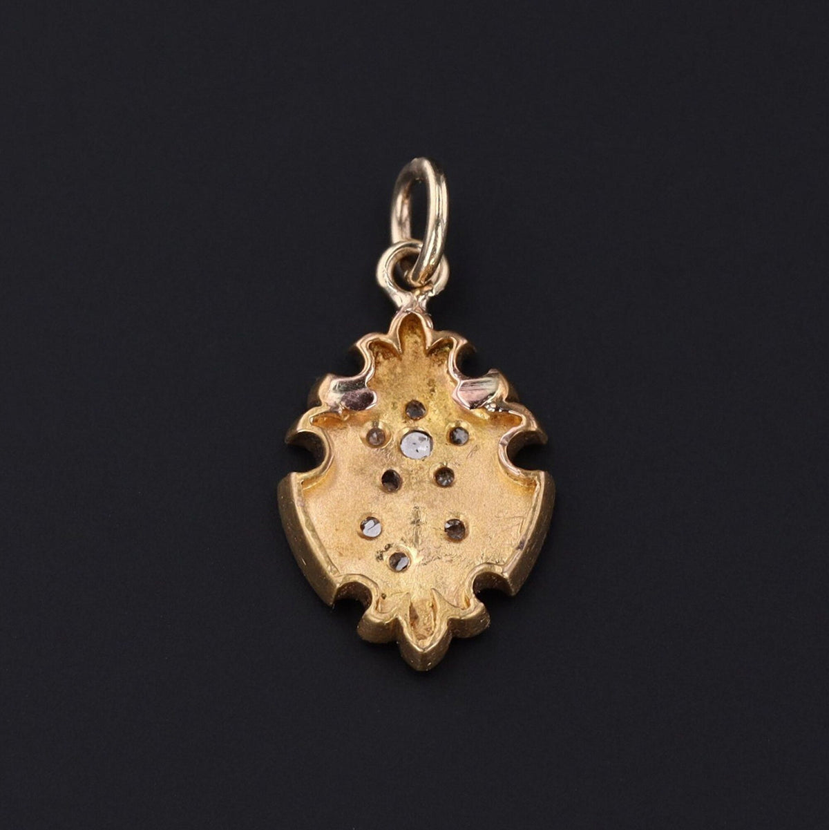 White Enamel &amp; Diamond Flower Charm | 18k Gold Charm - Trademark Antiques