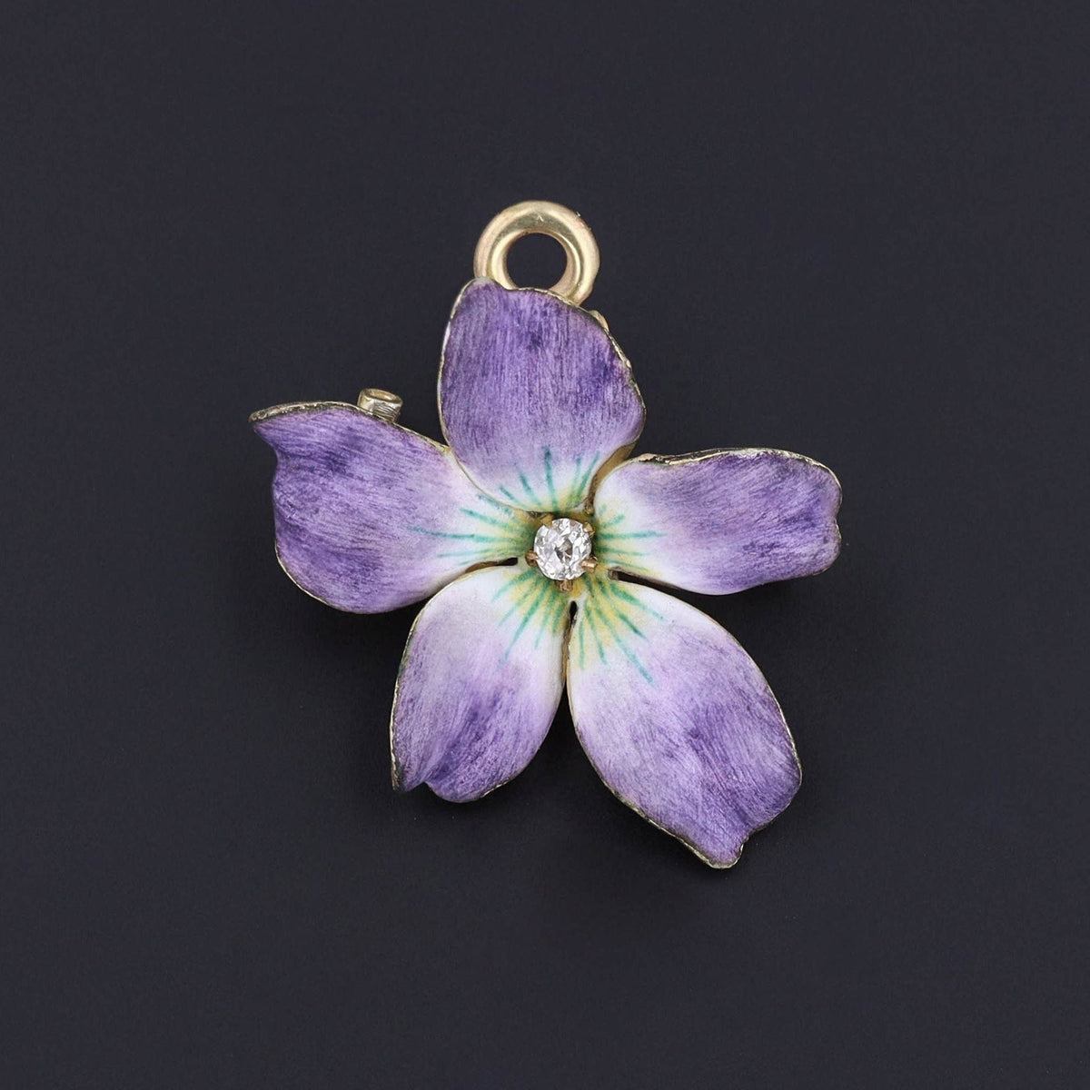 White Violet Flower Brooch | Antique Flower Brooch - Trademark Antiques